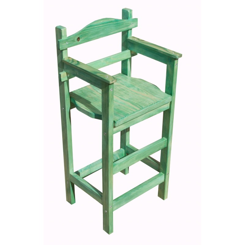 Chaise haute en bois Sagard sapin teinté vert alizé