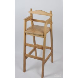 Chaise haute en bois pour table bar "Dahut" en sapin teinté chêne clair
