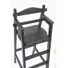 Chaise haute en bois pour table bar "Dahut" en sapin téinté noir