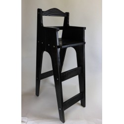 Chaise haute en bois pour table bar "Brimbelle" en sapin teinté noir