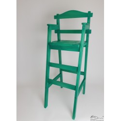 Chaise haute en bois pour table bar "Dahut" en sapin teinté vert d'eau