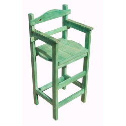 Chaise haute en bois Sagard sapin teinté vert alizé