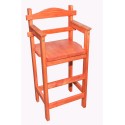 Chaise haute en bois Sagard en sapin teinté orange