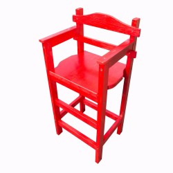 Chaise haute en bois Sagard en sapin teinté rouge