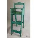 Chaise haute en bois pour table bar "Brimbelle" en sapin teinté vert d'eau