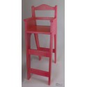 Chaise haute en bois pour table bar "Brimbelle" en sapin teinté rose
