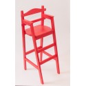 Chaise haute en bois pour table bar "Dahut" en sapin teintée rouge
