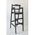 Chaise haute en bois pour table bar "Dahut" en sapin téinté noir