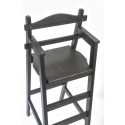 Chaise haute en bois pour table bar "Dahut" en sapin téinté noir