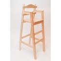 Chaise haute en bois pour table bar "Dahut" en sapin vernis incolore