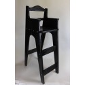 Chaise haute en bois pour table bar "Brimbelle" en sapin teinté noir