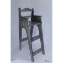 Chaise haute en bois pour table bar "Brimbelle" en sapin teinté gris foncé