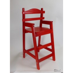 Chaise haute en bois "Arentèle" teinté rouge