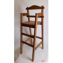 Chaise haute en bois pour table bar "Dahut" en sapin chêne foncé